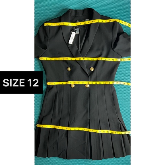 Alice + Olivia Kyrie Black Tuxedo Pleated Skirt Mini Dress - Picture 13 of 16